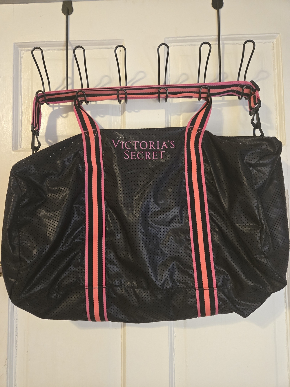 Victoria's Secret Black Tote Bag with Pink Straps